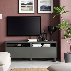 Tumba pentru TV Ikea Besta/Lappviken/Stubbarp glisiera sertar cu sistem apasare 120x42x48 (Gri inchis)