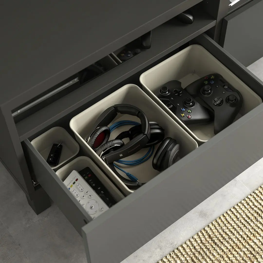 Tumba pentru TV Ikea Besta/Lappviken/Stubbarp glisiera sertar cu sistem apasare 120x42x48 (Gri inchis) - 5