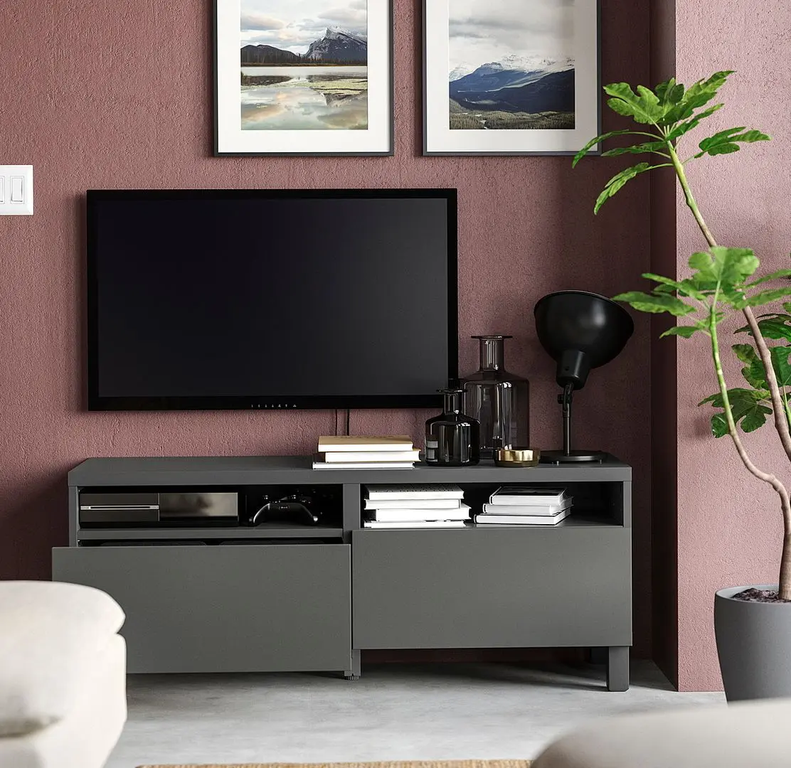Tumba pentru TV Ikea Besta/Lappviken/Stubbarp glisiera sertar cu sistem apasare 120x42x48 (Gri inchis) - 6