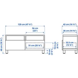 Tumba pentru TV Ikea Besta/Lappviken/Stubbarp glisiera sertar cu sistem apasare 120x42x48 (Gri inchis) Thumb