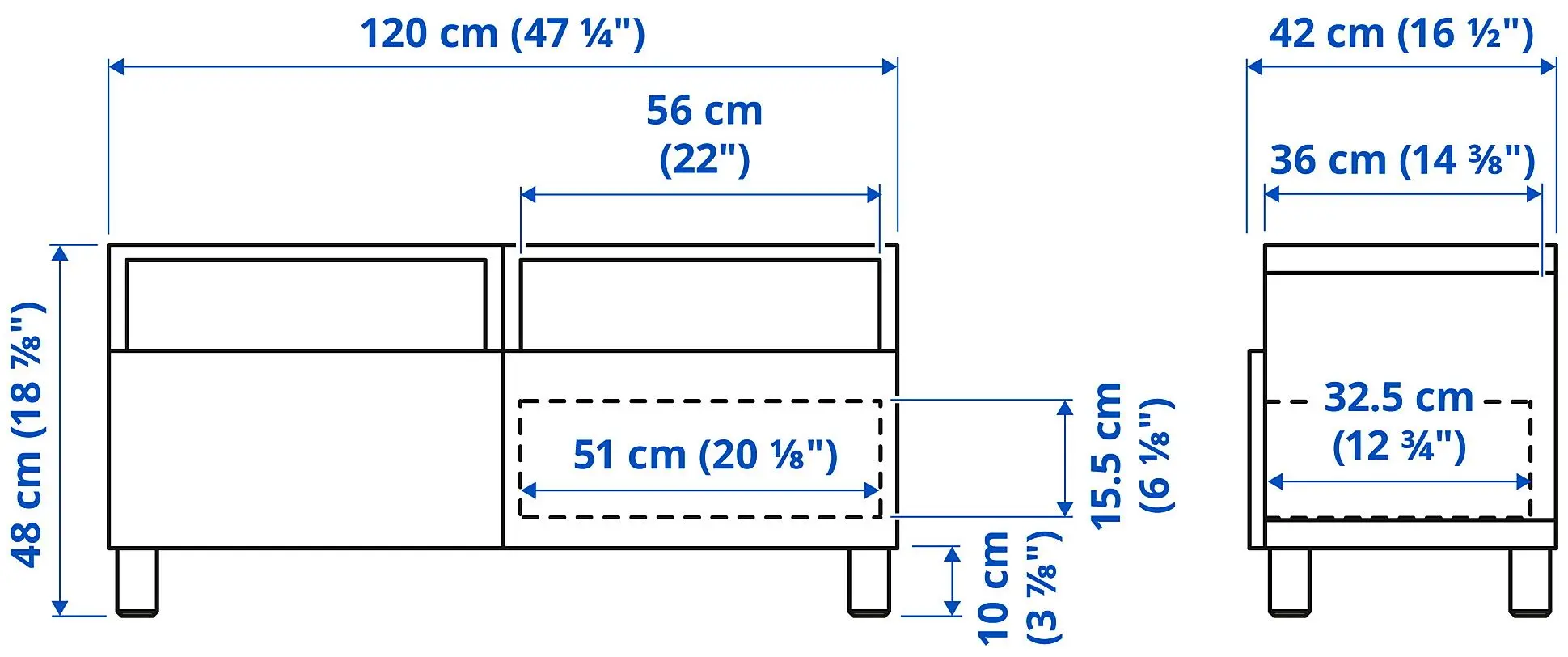 Tumba pentru TV Ikea Besta/Lappviken/Stubbarp glisiera sertar cu sistem apasare 120x42x48 (Gri inchis) - 7