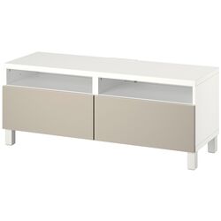 Tumba pentru TV Ikea Besta/Lappviken/Stubbarp sina sertar cu inchidere lina 120x42x48 (Alb/Gri-bej deschis) Thumb