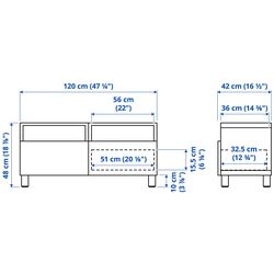 Tumba pentru TV Ikea Besta/Lappviken/Stubbarp sina sertar cu inchidere lina 120x42x48 (Alb/Gri-bej deschis) Thumb