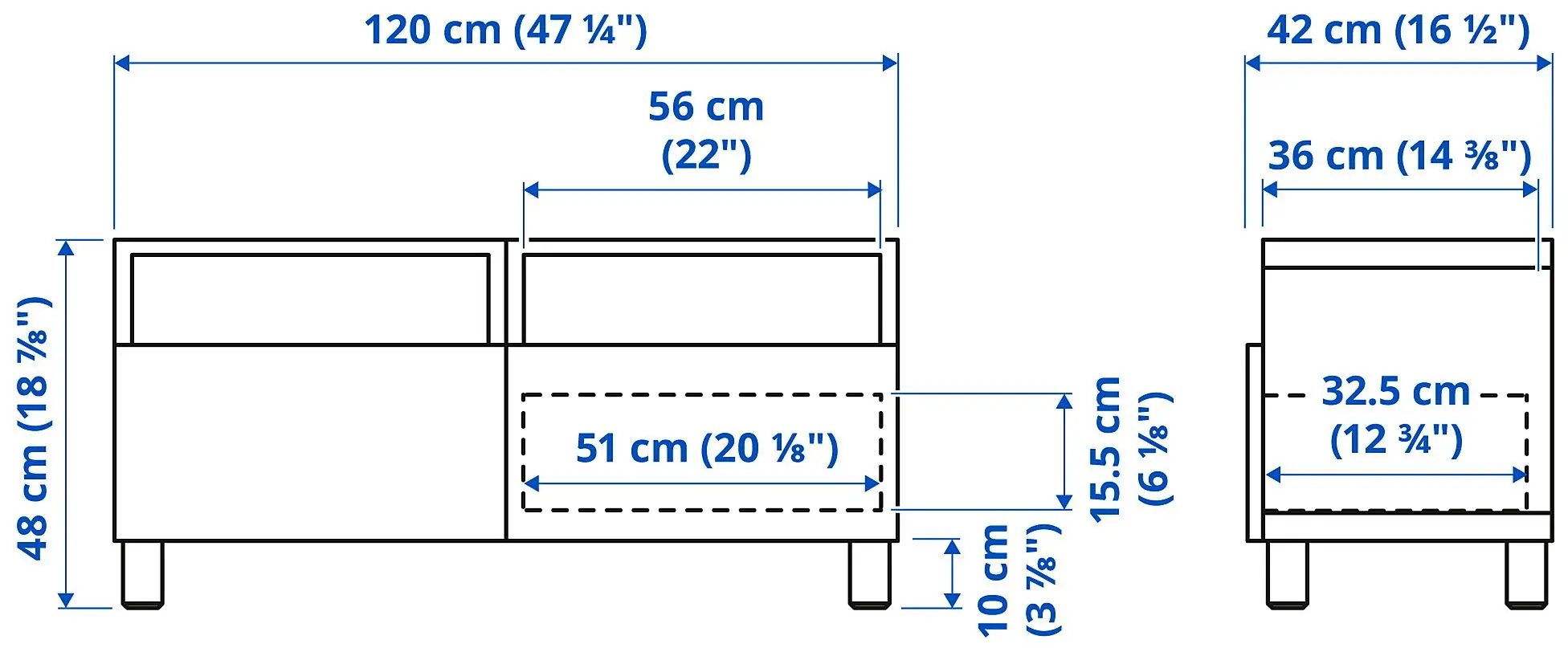 Tumba pentru TV Ikea Besta/Lappviken/Stubbarp sina sertar cu inchidere lina 120x42x48 (Alb/Gri-bej deschis) - 7