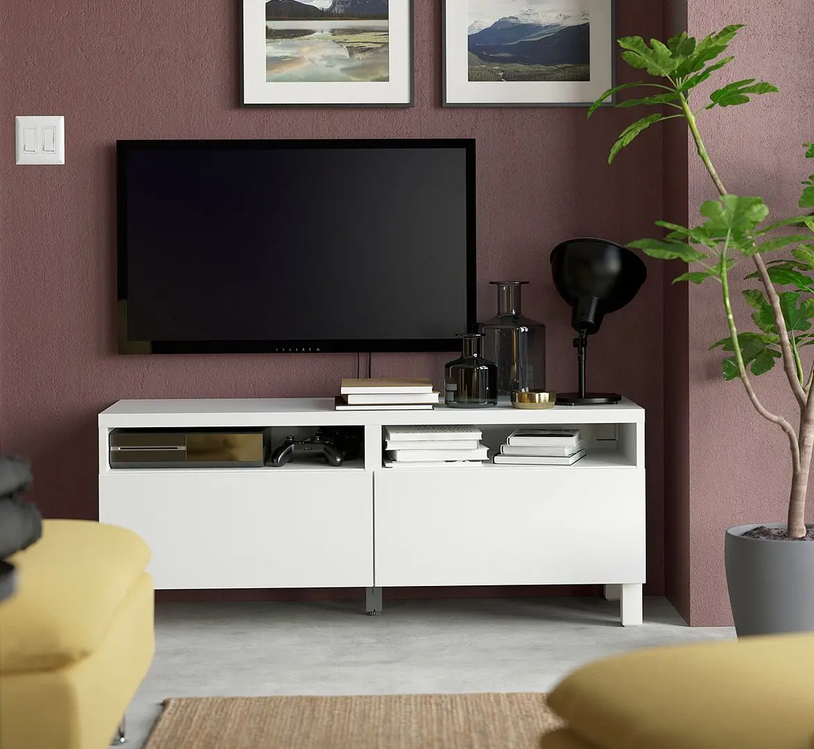 Тумба РТВ Ikea Besta/Lappviken/Stubbarp ящик с плавно-закрывающимися направляющими 120x42x48 (Белый)