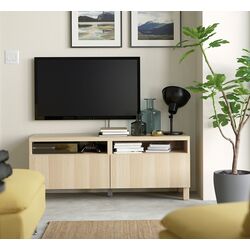 Tumba pentru TV Ikea Besta/Lappviken/Stubbarp sina sertar cu inchidere lina 120x42x48 (Aspect Stejar Antichizat)