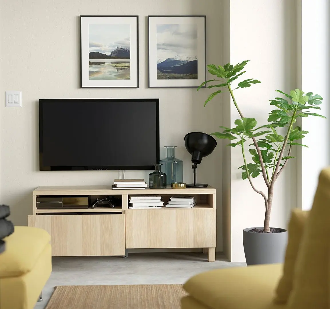Tumba pentru TV Ikea Besta/Lappviken/Stubbarp sina sertar cu inchidere lina 120x42x48 (Aspect Stejar Antichizat) - 8
