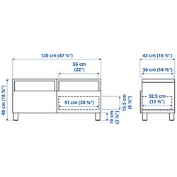 Tumba pentru TV Ikea Besta/Lappviken/Stubbarp sina sertar cu inchidere lina 120x42x48 (Aspect Stejar Antichizat) Thumb