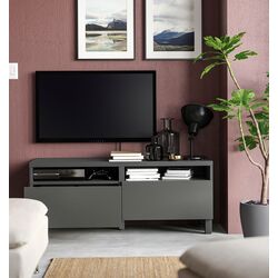 Тумба РТВ Ikea Besta/Lappviken/Stubbarp ящик с плавно-закрывающимися направляющими 120x42x48 (Темно-серый) Thumb