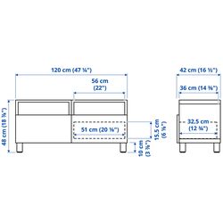 Тумба РТВ Ikea Besta/Lappviken/Stubbarp ящик с плавно-закрывающимися направляющими 120x42x48 (Темно-серый) Thumb