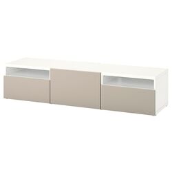 Тумба РТВ Ikea Besta/Lappviken ящик c нажимными направляющими 180x42x39 (Белый/Светлый Серый-Бежевый) Thumb