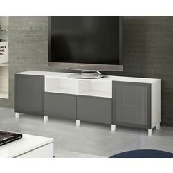 Тумба РТВ Ikea Besta/Mortviken/Vasterviken/Stubbarp плавно-закрывающимися направляющими 240x42x74 (Белый/Темно-серый) Thumb