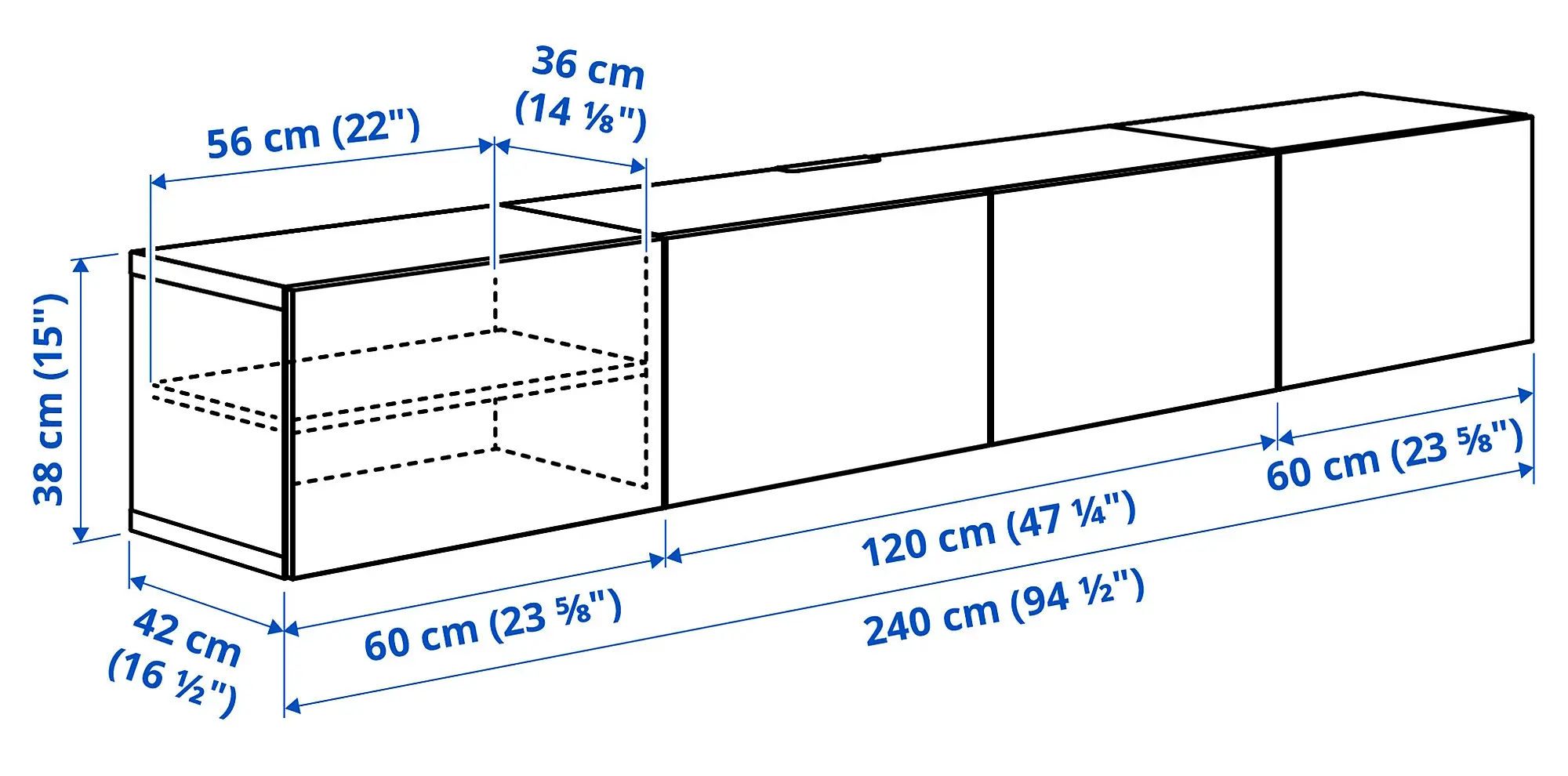 Tumba pentru TV Ikea Besta/Pipmakare 240x42x38 (Alb)