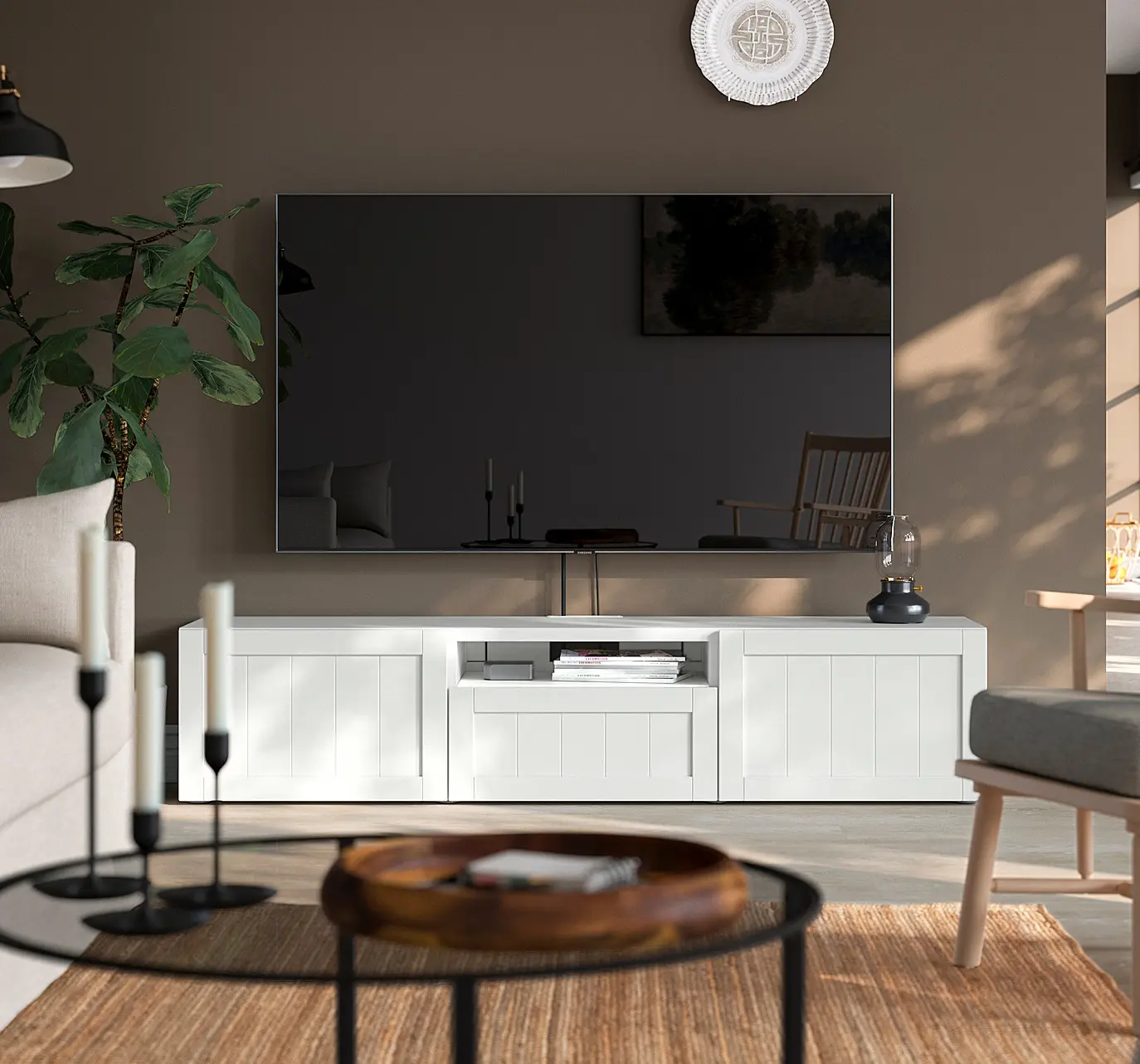 Tumba pentru TV Ikea Besta/Pipmakare deschidere apasare 180x42x39 (Alb)