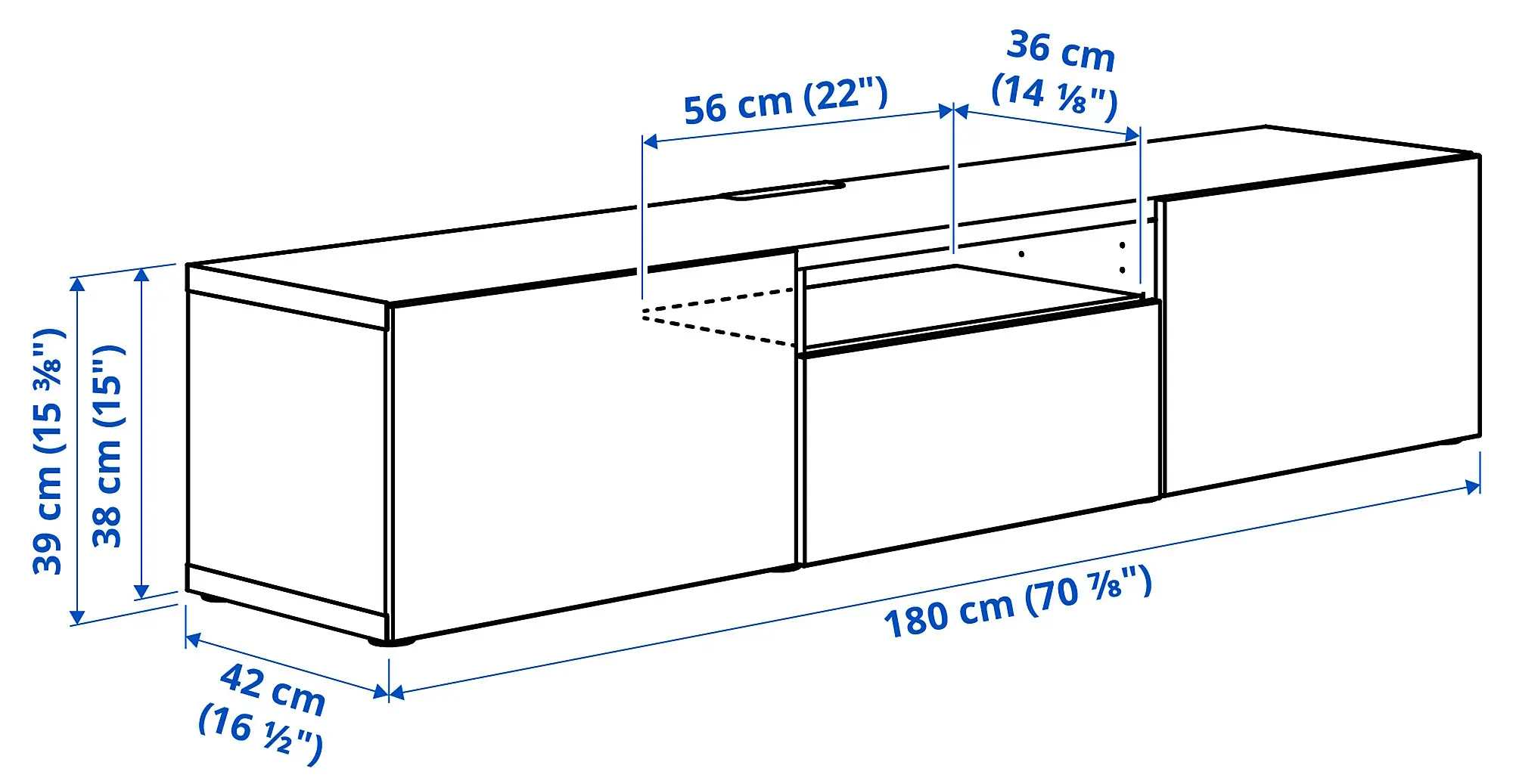 Tumba pentru TV Ikea Besta/Pipmakare inchidere lina 180x42x39 (Alb)