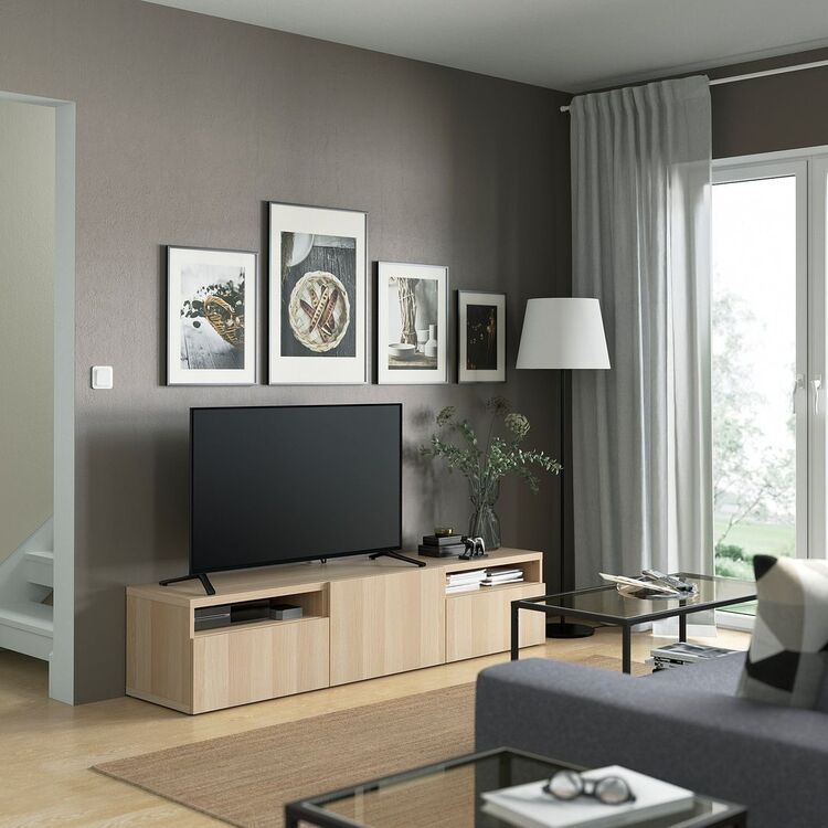 Тумба РТВ Ikea Besta плавно-закрывающиеся направляющие 180x42x39 (Под ...
