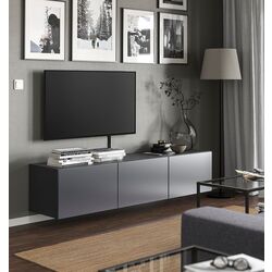 Тумба РТВ Ikea Besta/Riksviken 180x42x38 (Темно-серый/Имитация темного матового олова) Thumb