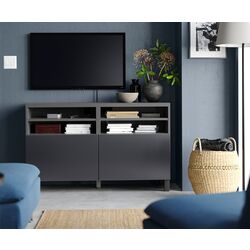 Тумба РТВ Ikea Besta/Riksviken/Stubbarp 120x42x74 (Темно-серый/Имитация темного матового олова)