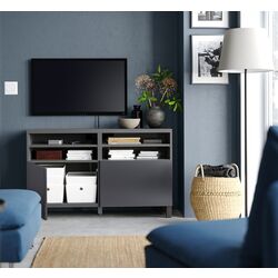 Tumba pentru TV Ikea Besta/Riksviken/Stubbarp 120x42x74 (Gri inchis/Aspect cositor mat închis) Thumb