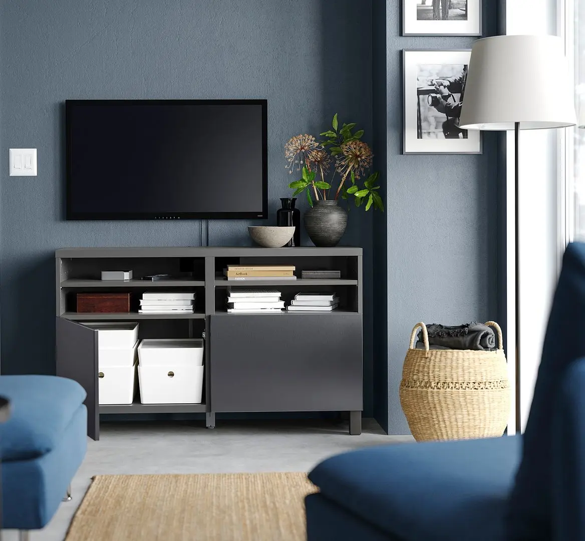 Tumba pentru TV Ikea Besta/Riksviken/Stubbarp 120x42x74 (Gri inchis/Aspect cositor mat închis) - 4