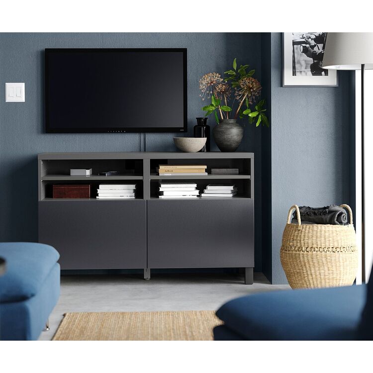 Tumba pentru TV Ikea Besta/Riksviken/Stubbarp 120x42x74 (Gri inchis/Aspect cositor mat închis)