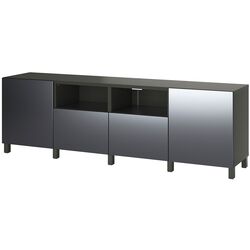Тумба РТВ Ikea Besta/Riksviken/Stubbarp ящик c нажимными направляющими 240x42x74 (Темно-серый/Имитация темного матового олова) Thumb