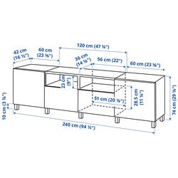 Тумба РТВ Ikea Besta/Riksviken/Stubbarp ящик c нажимными направляющими 240x42x74 (Темно-серый/Имитация темного матового олова) Thumb