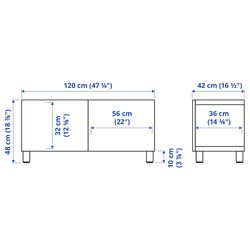 Тумба РТВ Ikea Besta с дверцами 120x42x48 (Белый Бжерковикен/Межарп/Березовый Шпон) Thumb