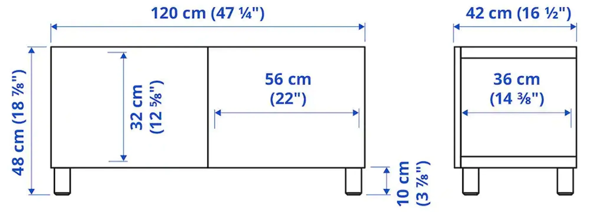 Тумба РТВ Ikea Besta с дверцами 120x42x48 (Белый Бжерковикен/Межарп/Березовый Шпон) - 6