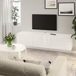 Tumba pentru TV Ikea Besta cu usi 180x42x38 (Alb/Selsviken Lucios Alb) Thumb