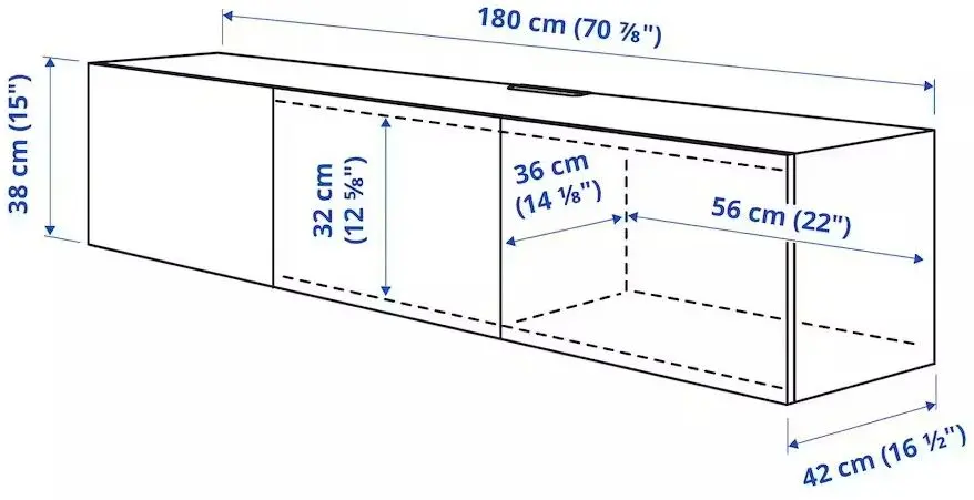 Tumba pentru TV Ikea Besta cu usi 180x42x38 (Alb/Selsviken Lucios Alb) - 8