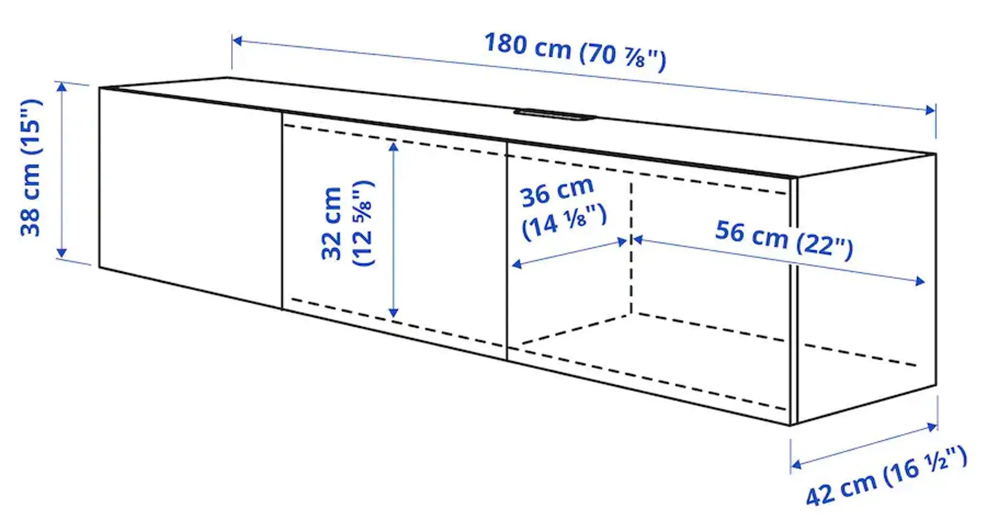 Tumba pentru TV Ikea Besta/Selsviken cu usi 180x42x38 (Alb/Gri deschis-bleu) - 7
