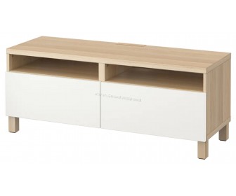 Тумба РТВ Ikea Besta с ящиками 120x42x48 (Под Беленый Дуб/Лаппвикен Белый)