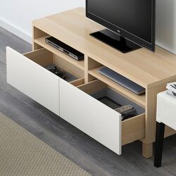Tumba pentru TV Ikea Besta cu sertare 120x42x48 (Aspect Stejar Antichizat/Lappviken Alb) Thumb