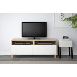 Tumba pentru TV Ikea Besta cu sertare 120x42x48 (Aspect Stejar Antichizat/Lappviken Alb) Thumb