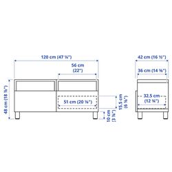 Tumba pentru TV Ikea Besta cu sertare 120x42x48 (Aspect Stejar Antichizat/Lappviken Alb) Thumb