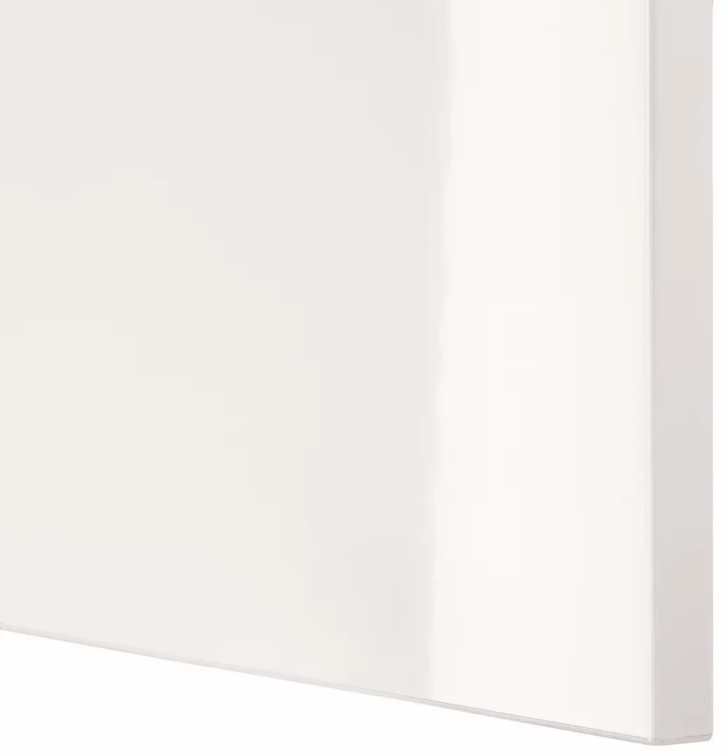 Тумба РТВ Ikea Besta/Selsviken 180x42x38 (Имитация Состаренного Дуба/Блестящий Белый) - 3