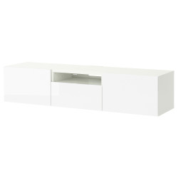 Тумба РТВ Ikea Besta/Selsviken 180x42x39 (Белый глянцевый) Thumb