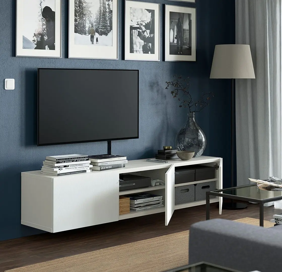 Tumba pentru TV Ikea Besta/Timmerviken 180x42x38 (Alb) - 6