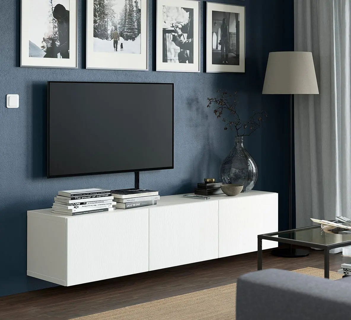 Tumba pentru TV Ikea Besta/Timmerviken 180x42x38 (Alb)