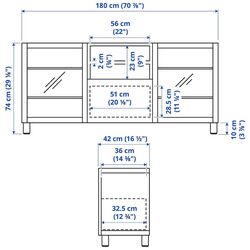Тумба РТВ Ikea Besta/Vasterviken/Fallsvik c нажимными направляющими 180x42x74 (Белый/Антрацит) Thumb