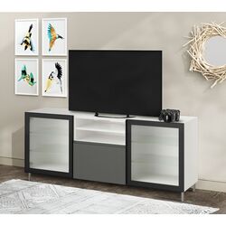 Тумба РТВ Ikea Besta/Vasterviken/Fallsvik c нажимными направляющими 180x42x74 (Белый/Антрацит) Thumb