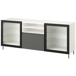 Тумба РТВ Ikea Besta/Vasterviken/Fallsvik c нажимными направляющими 180x42x74 (Белый/Антрацит) Thumb