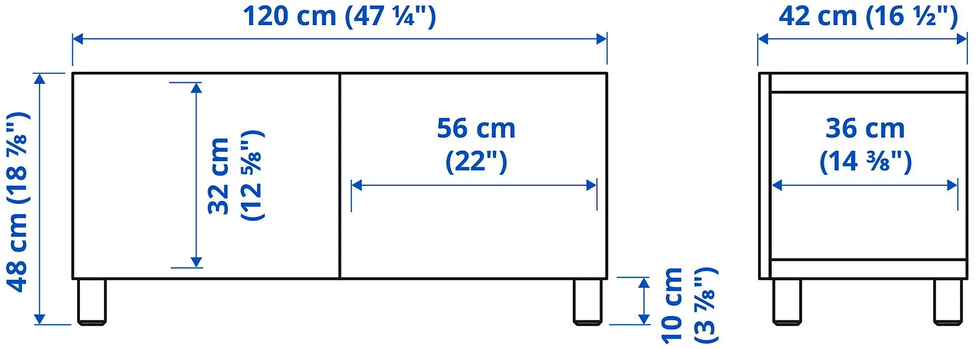 Тумба РТВ Ikea Besta/Vasterviken/Stubbarp 120x42x48 (Темно-серый) - 5