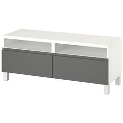 Tumba pentru TV Ikea Besta/Vasterviken/Stubbarp glisiera sertar cu sistem apasare 120x42x48 (Alb/Gri inchis) Thumb