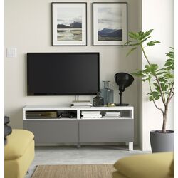 Tumba pentru TV Ikea Besta/Vasterviken/Stubbarp glisiera sertar cu sistem apasare 120x42x48 (Alb/Gri inchis) Thumb