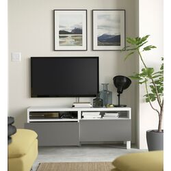 Tumba pentru TV Ikea Besta/Vasterviken/Stubbarp glisiera sertar cu sistem apasare 120x42x48 (Alb/Gri inchis) Thumb