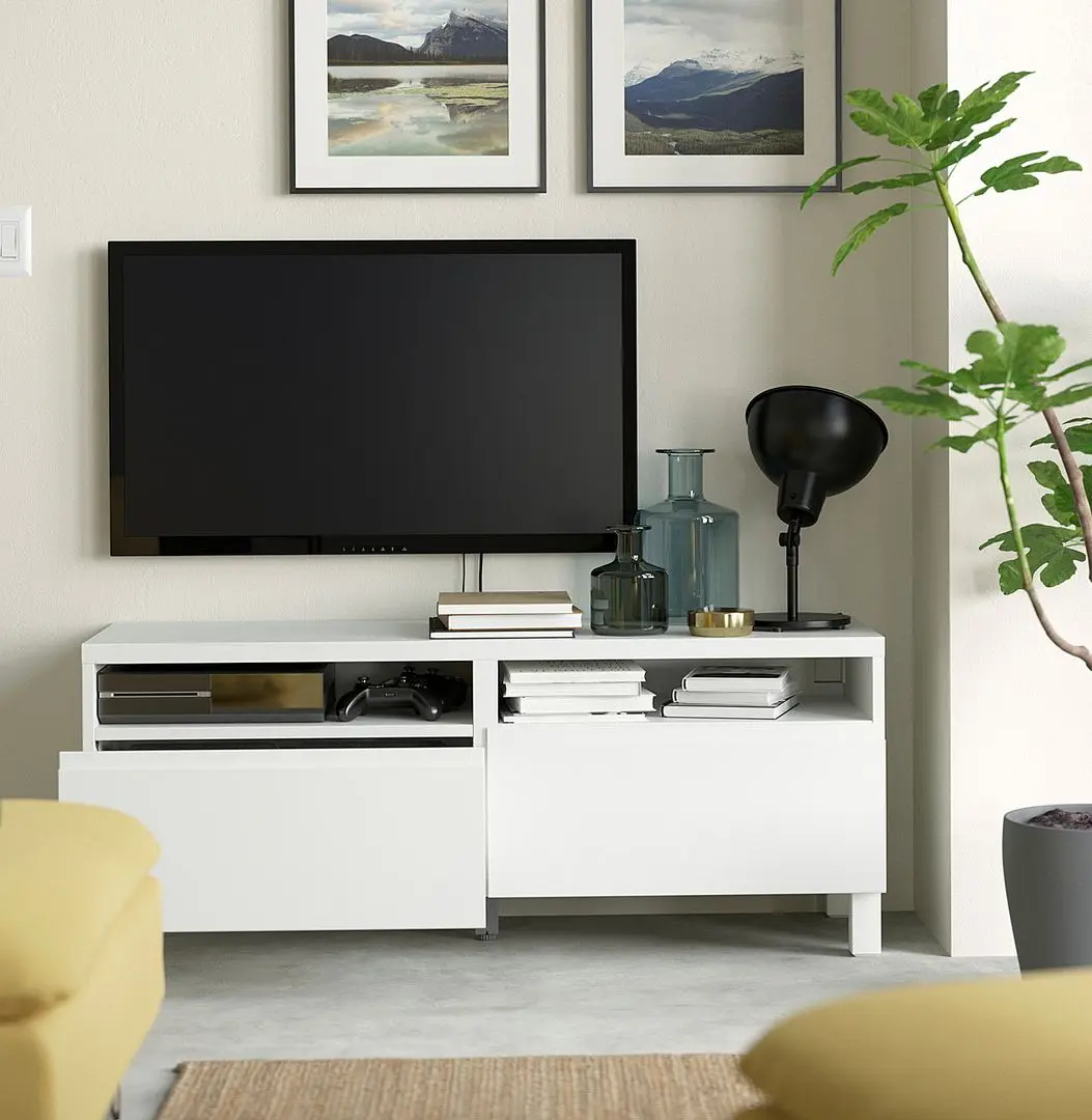 Tumba pentru TV Ikea Besta/Vasterviken/Stubbarp sina sertar cu inchidere lina 120x42x48 (Alb) - 6