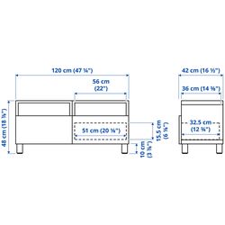 Tumba pentru TV Ikea Besta/Vasterviken/Stubbarp sina sertar cu inchidere lina 120x42x48 (Alb) Thumb