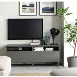 Tumba pentru TV Ikea Besta/Vasterviken/Stubbarp sina sertar cu inchidere lina 120x42x48 (Gri inchis) Thumb